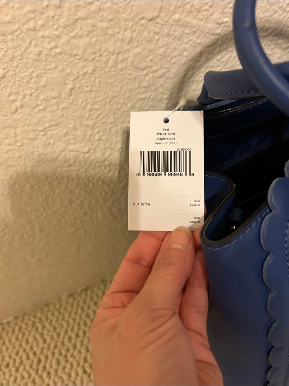 NWT kate spade cobalt blue scalloped top-handle satchel